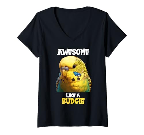 Damen Wellensittiche Wellensittich T-Shirt mit V-Ausschnitt Damen Wellensittiche Wellensittich T-Shirt mit V-Ausschnitt von Wellensittiche Wellensittich Tier Shop