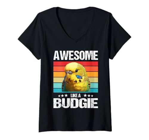 Damen Wellensittiche Wellensittich T-Shirt mit V-Ausschnitt Damen Wellensittiche Wellensittich T-Shirt mit V-Ausschnitt von Wellensittiche Wellensittich Tier Shop