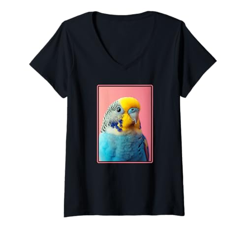 Damen Wellensittiche Wellensittich T-Shirt mit V-Ausschnitt von Wellensittiche Wellensittich Tier Shop