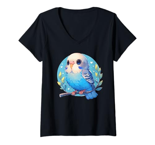Damen Wellensittiche Wellensittich T-Shirt mit V-Ausschnitt von Wellensittiche Wellensittich Tier Shop
