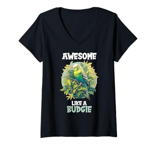 Damen Wellensittiche Wellensittich T-Shirt mit V-Ausschnitt Damen Wellensittiche Wellensittich T-Shirt mit V-Ausschnitt von Wellensittiche Wellensittich Tier Shop