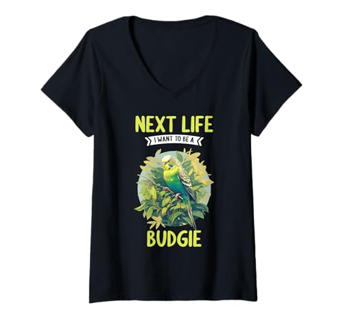 Damen Wellensittiche Wellensittich T-Shirt mit V-Ausschnitt Damen Wellensittiche Wellensittich T-Shirt mit V-Ausschnitt von Wellensittiche Wellensittich Tier Shop