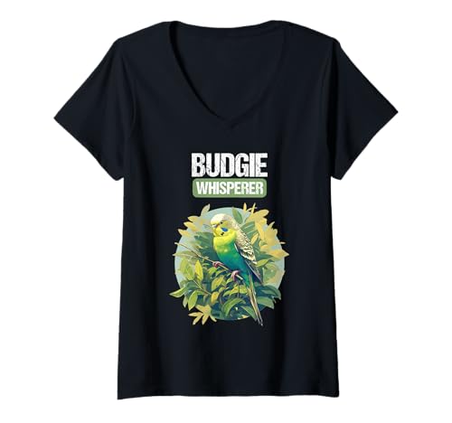 Damen Wellensittiche Wellensittich T-Shirt mit V-Ausschnitt Damen Wellensittiche Wellensittich T-Shirt mit V-Ausschnitt von Wellensittiche Wellensittich Tier Shop