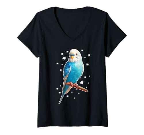 Damen Wellensittich Sterne Sittich Papagei Süßer Wellensittich T-Shirt mit V-Ausschnitt Damen Wellensittich Sterne Sittich Papagei Süßer Wellensittich T-Shirt mit V-Ausschnitt von Wellensittichhalter Wellensittichbesitzer Vogel