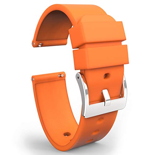 Wellfit Silikon-Uhrenarmbänder, 18 mm, 20 mm, 22 mm, Schnellverschluss-Uhrenarmbänder für Männer und Frauen, Gummi-Uhrenarmbänder 18MM kürbis von Wellfit