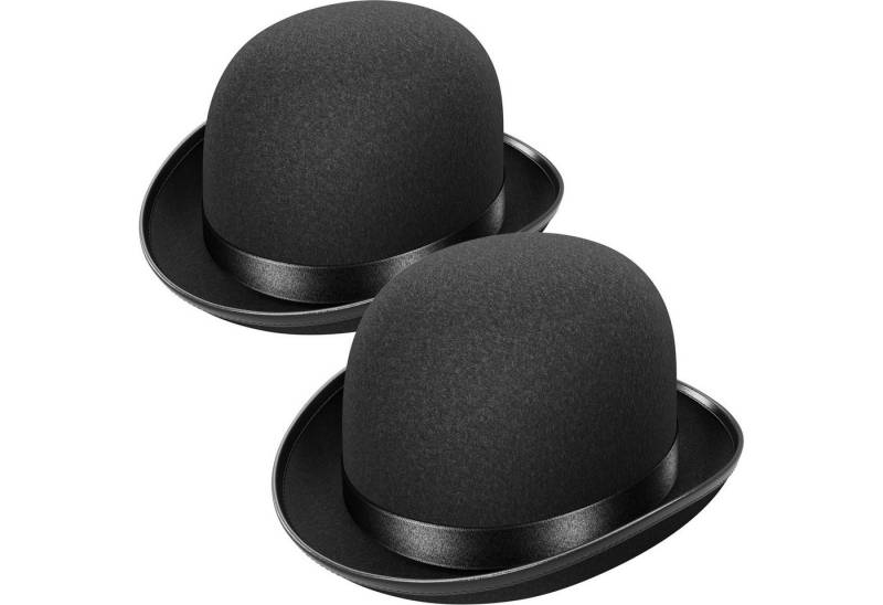 Wellgro Zylinder 2x Hut Melone schwarz mit Satinband für Erwachsene von Wellgro