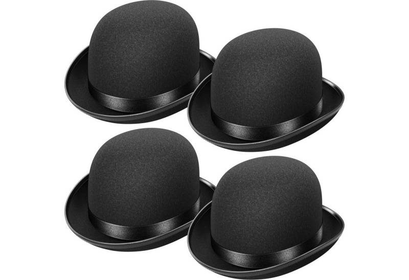 Wellgro Zylinder 4x Hut Melone schwarz mit Satinband für Erwachsene von Wellgro