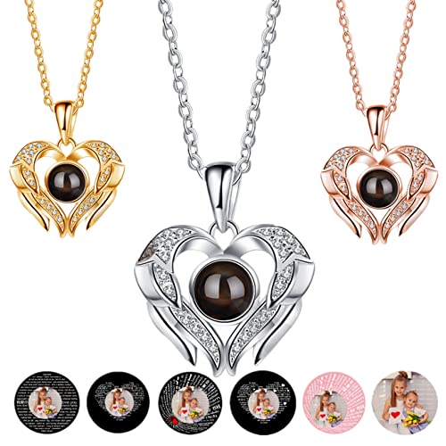 Wellhoope Custom Photo Projection Halskette Gedenkgeschenk für ihr silbernes Bild Halskette Geschenk für Frau Mutter Freundin Angel Wing Love Halskette Jubiläum Hochzeit Wellhoope Custom Photo Projection Halskette Gedenkgeschenk für ihr silbernes Bild Halskette Geschenk für Frau Mutter Freundin Angel Wing Love Halskette Jubiläum Hochzeit von Wellhoope