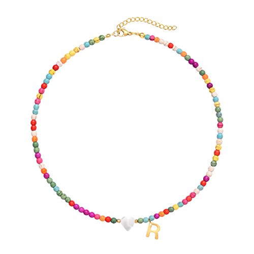 Wellike Halskette mit Initialen für Frauen und Mädchen, bunte Perlen-Choker-Halskette, Edelstahl, 18 Karat vergoldet, Y2K ästhetische Gold-Buchstaben-Halskette, handgefertigt, Boho-Sommer-Halskette Wellike Halskette mit Initialen für Frauen und Mädchen, bunte Perlen-Choker-Halskette, Edelstahl, 18 Karat vergoldet, Y2K ästhetische Gold-Buchstaben-Halskette, handgefertigt, Boho-Sommer-Halskette von Wellike