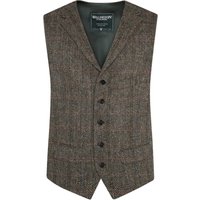 Wellington of Bilmore Einreihige Anzugweste aus Harris Tweed mit Reverskragen und Fischgrät-Webmuster in 110 von Wellington of Bilmore