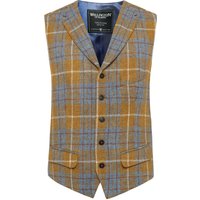 Wellington of Bilmore Einreihige Anzugweste aus Harris Tweed mit Reverskragen und Fischgrät-Webmuster in 48 von Wellington of Bilmore