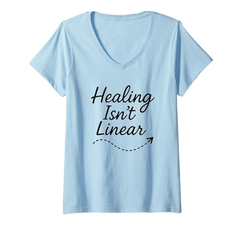 Damen Healing is 't Linear Mental Health Awareness T-Shirt mit V-Ausschnitt Damen Healing is 't Linear Mental Health Awareness T-Shirt mit V-Ausschnitt von Wellness Stuff