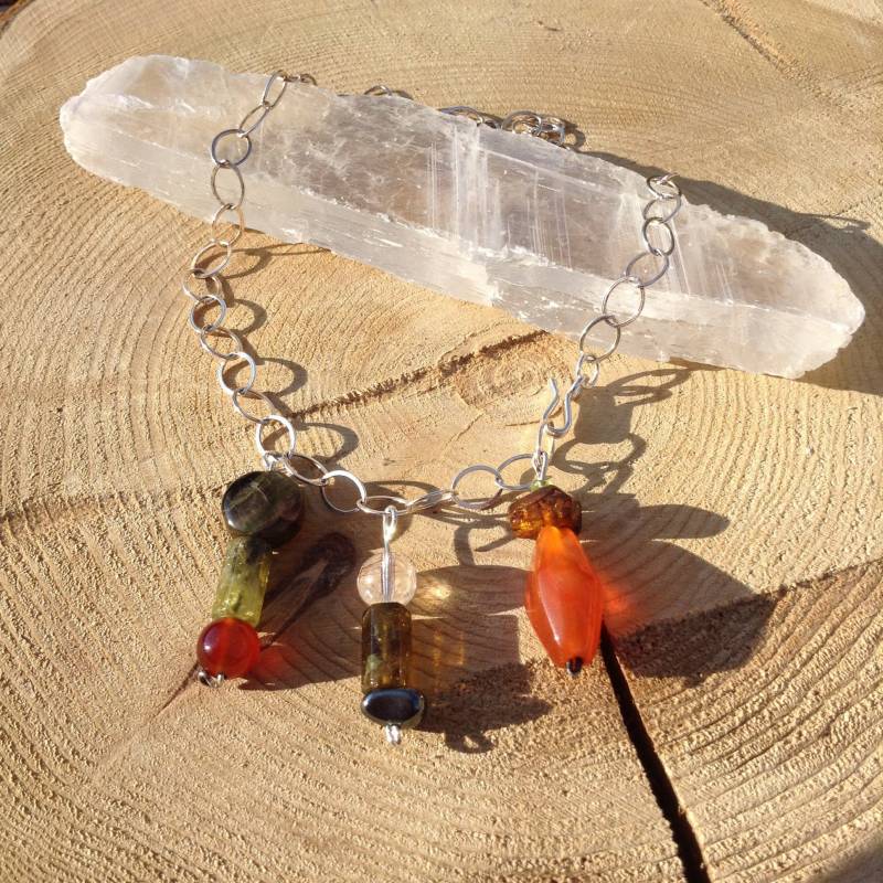 sterling Silber Edelstein Kunst Anhänger Mit Turmalin, Rutilquarz, Karneol, Peridot, Hämatit sterling Silber Edelstein Kunst Anhänger Mit Turmalin, Rutilquarz, Karneol, Peridot, Hämatit von WellnessGallery