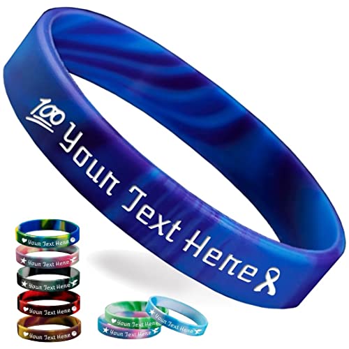 Wellproof Personalisierte Silikon-Armbänder Bulk, individuelles 1,27 cm Gummi-Armband mit Textnachricht, individuelle Gummiband-Armbänder für Veranstaltungen, Bewusstsein von Wellproof