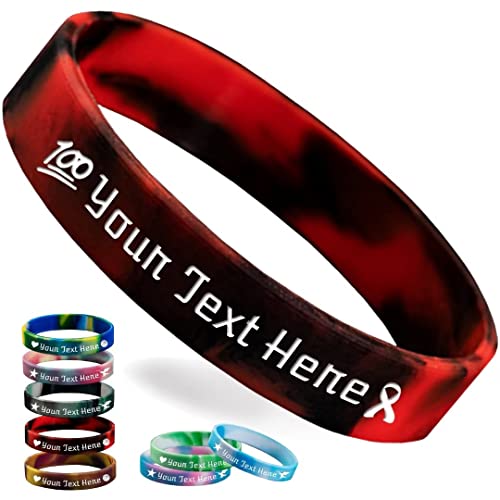 Wellproof Personalisierte Silikon-Armbänder Bulk, individuelles 1,27 cm Gummi-Armband mit Textnachricht, individuelle Gummiband-Armbänder für Veranstaltungen, Bewusstsein von Wellproof