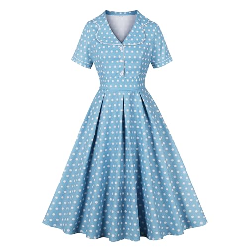 Wellwits Damen Blazer Blütenblatt Kragen Polka Punkte Arbeit Formelles Kleid Blau S von Wellwits