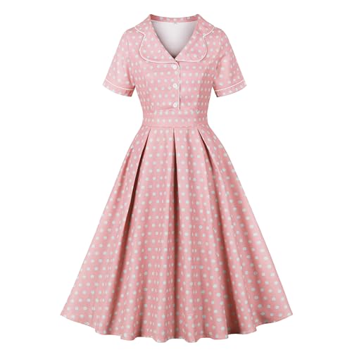 Wellwits Damen Blazer Blütenblatt Kragen Polka Punkte Arbeit Formelles Kleid Rosa L von Wellwits