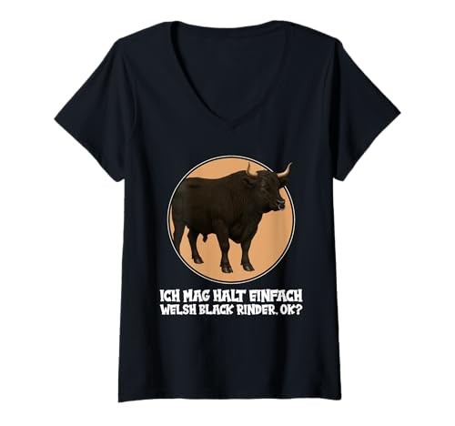 Damen Welsh Black Rinder Welsh Black Rind T-Shirt mit V-Ausschnitt Damen Welsh Black Rinder Welsh Black Rind T-Shirt mit V-Ausschnitt von Welsh Black Rinder Welsh Black Rind Tier Shop