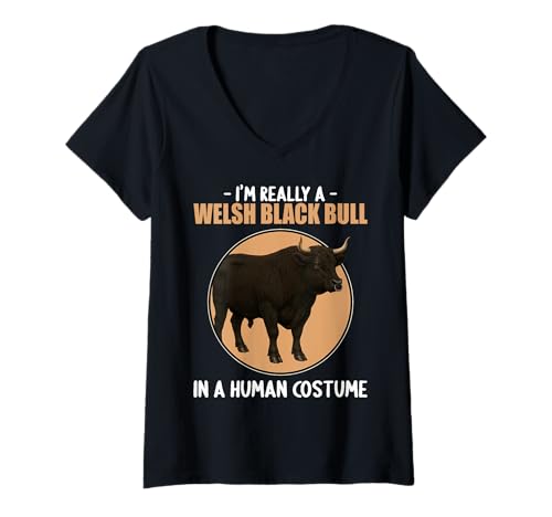 Damen Welsh Black Rinder Welsh Black Rind T-Shirt mit V-Ausschnitt Damen Welsh Black Rinder Welsh Black Rind T-Shirt mit V-Ausschnitt von Welsh Black Rinder Welsh Black Rind Tier Shop