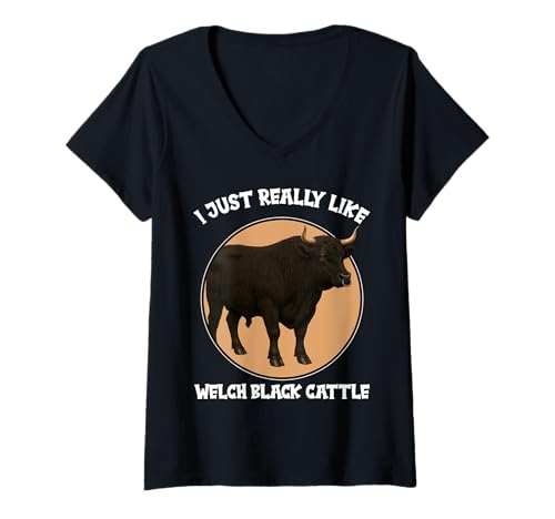 Damen Welsh Black Rinder Welsh Black Rind T-Shirt mit V-Ausschnitt Damen Welsh Black Rinder Welsh Black Rind T-Shirt mit V-Ausschnitt von Welsh Black Rinder Welsh Black Rind Tier Shop