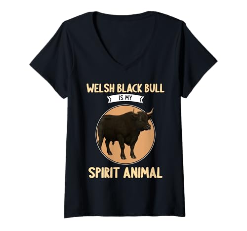 Damen Welsh Black Rinder Welsh Black Rind T-Shirt mit V-Ausschnitt Damen Welsh Black Rinder Welsh Black Rind T-Shirt mit V-Ausschnitt von Welsh Black Rinder Welsh Black Rind Tier Shop