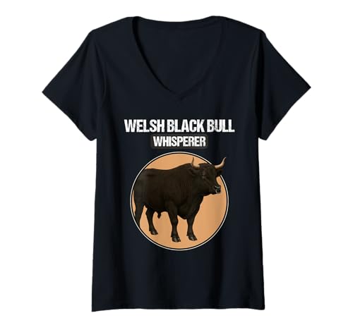 Damen Welsh Black Rinder Welsh Black Rind T-Shirt mit V-Ausschnitt Damen Welsh Black Rinder Welsh Black Rind T-Shirt mit V-Ausschnitt von Welsh Black Rinder Welsh Black Rind Tier Shop