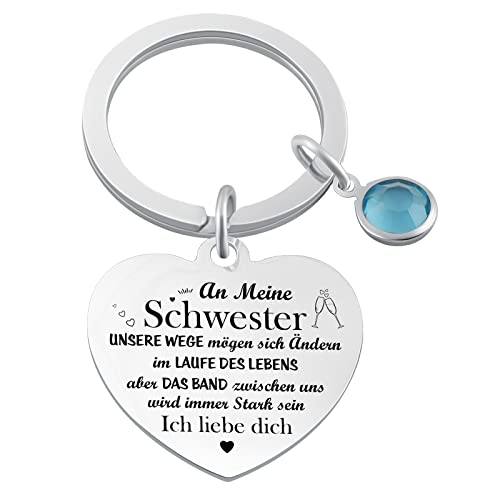 Welsky Schwester Geschenk Schlüsselanhänger mit Gravur, Geschenke für Schwester, Geschenk Schwester Geburtstag Weihnachtsgeschenke Geburtstagsgeschenk für Schwester von Welsky