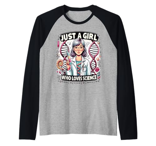 JUST A GIRL WHO LOVES SCIENCE Raglan JUST A GIRL WHO LOVES SCIENCE Raglan von Weltall Sterne Weltraum Sonnensystem Mond