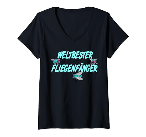 Damen Weltbester Fliegenfänger, Insekt Fliege lustiges Geschenk T-Shirt mit V-Ausschnitt von Weltbester Fliegenfänger, Insekten Fliege