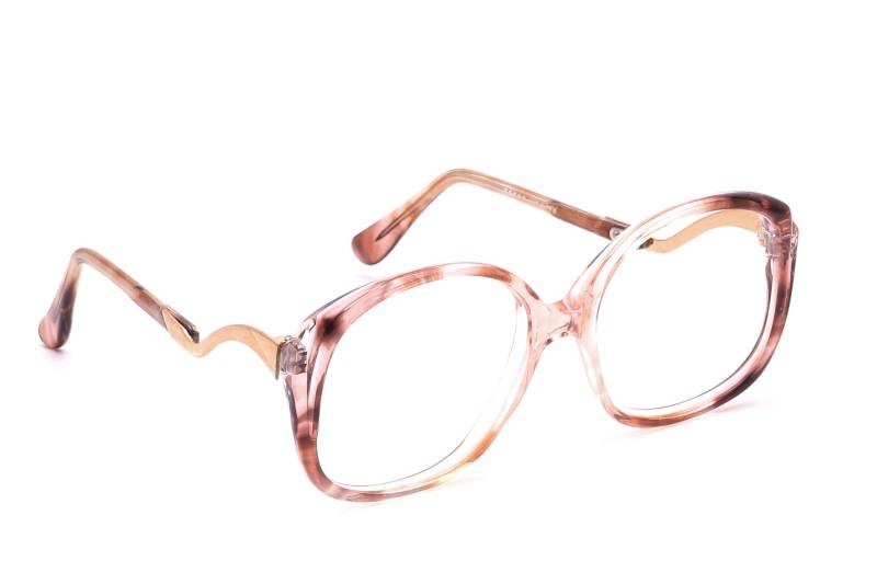 Brille Damen Vintage 80Er Jahre Acetat Selecta Mod. Rae in Kristall Braun Verlauf 54-18 Mm Gold Farbene Bügel Frame Hong Kong #it8 von Weltderbrille