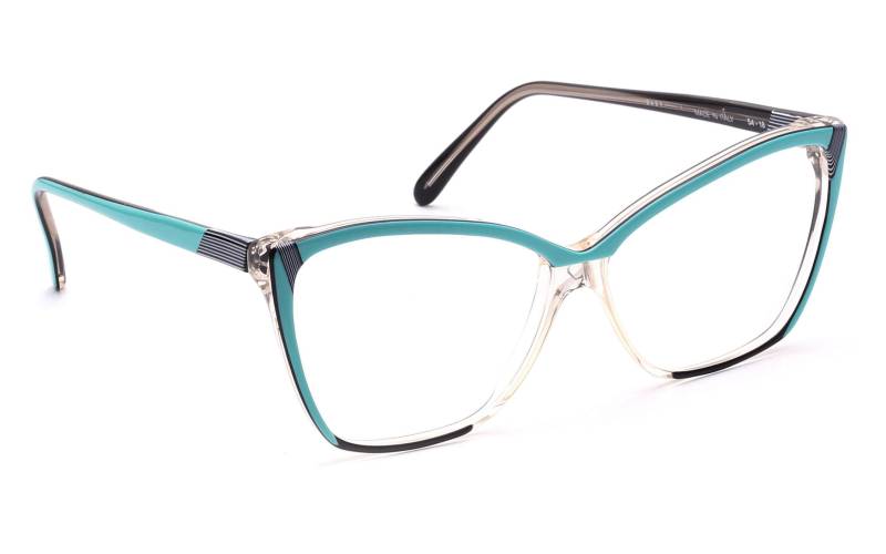 Brille Fassung K-B Damen 54 - 18 Mm Acetat Retro Stil Feminin Mode Farbig Design Butterfly Oversize 80Er Jahre Nos Türkis Schwarz Kristall von Weltderbrille