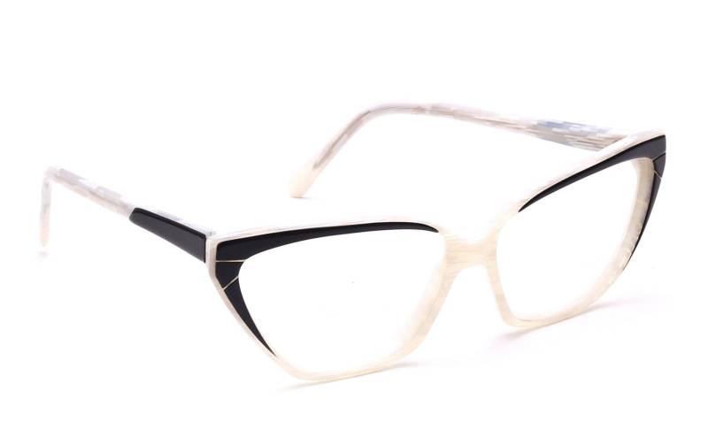 Brille Fassung K-B Damen 54 - 18 Mm Acetat Retro Stil Feminin Mode Farbig Design Butterfly Oversize 80Er Jahre Nos Weiß Schwarz von Weltderbrille