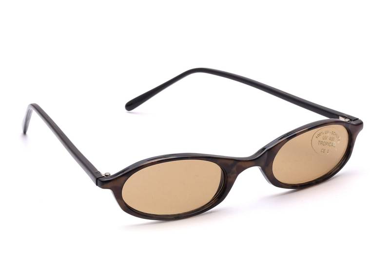 Kleine Damen Sonnenbrille Braun-Gold Gemustert Mit Braunen Scheiben Kunststoff Mode Fashion Sommer Sonne Style Design Tropical 5049 Nos von Weltderbrille