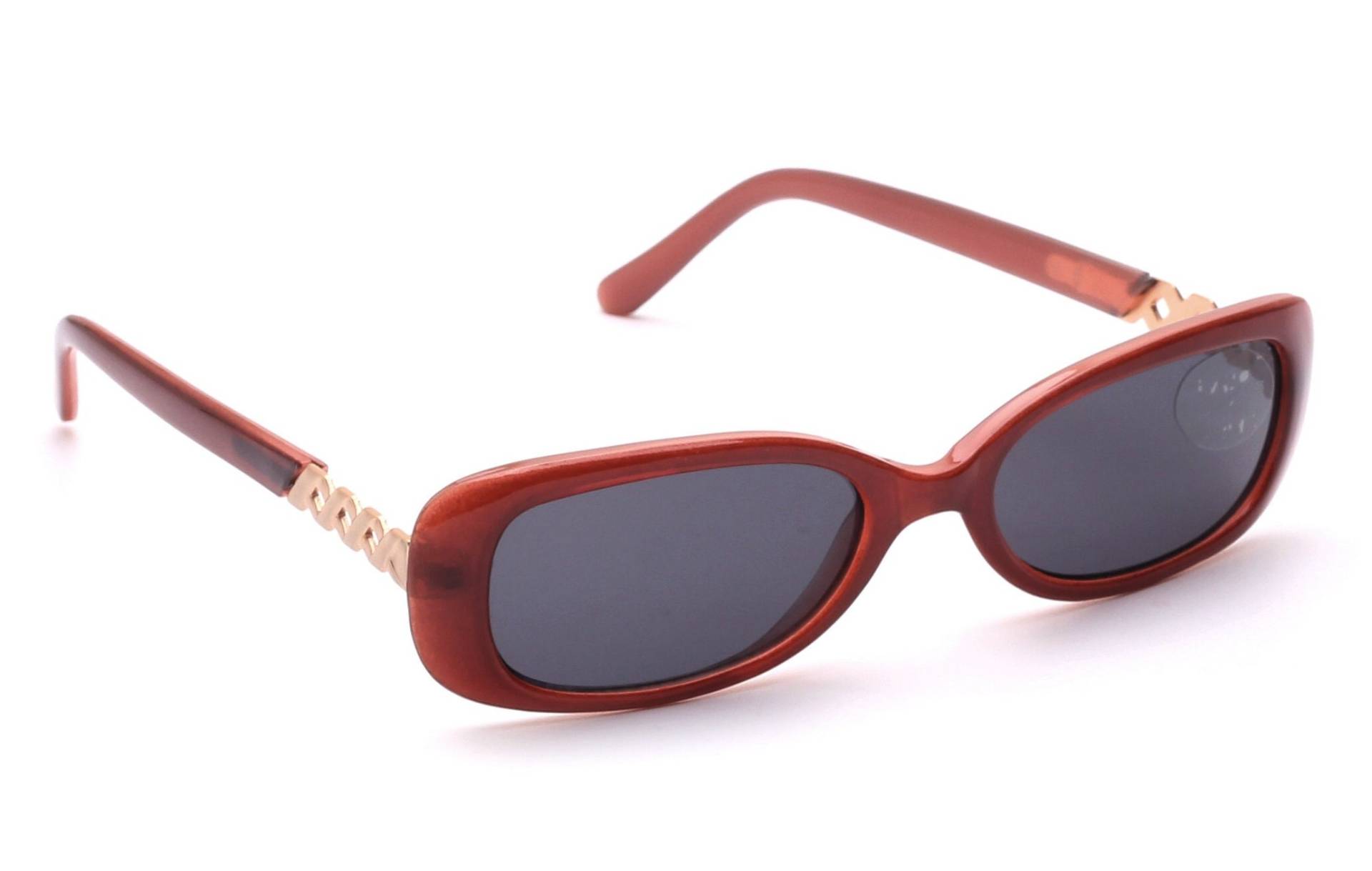 Oval Eckige Sonnenbrille Braun Damen Mode Stil Sommer Sonne Graue Scheiben Kunststoff Gold Dekor 90Er Style Tropical 5051 100% Uv-Schutz Nos von Weltderbrille
