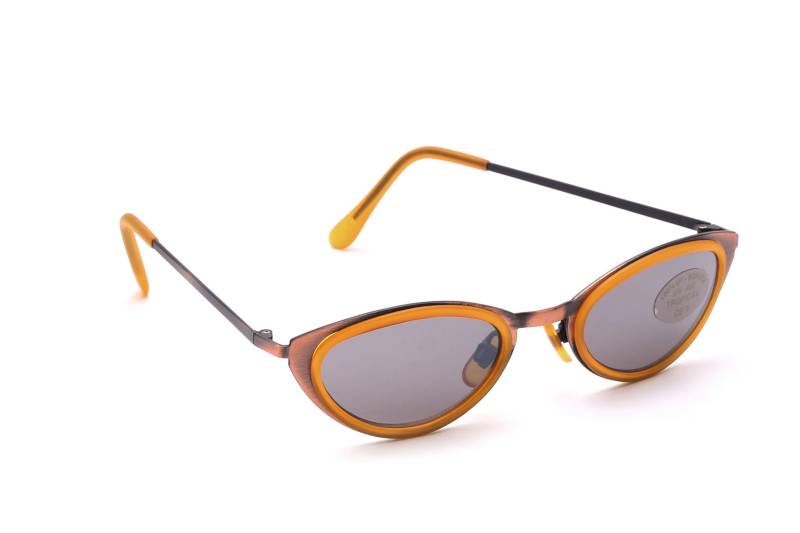 Ovale Cat Eye Sonnenbrille Messing Oder Kupfer Mit Buntem Kunststoffrand Damen Mode Fashion Sommer Sonne Boho Retro Stil Tropical 5767 Nos von Weltderbrille