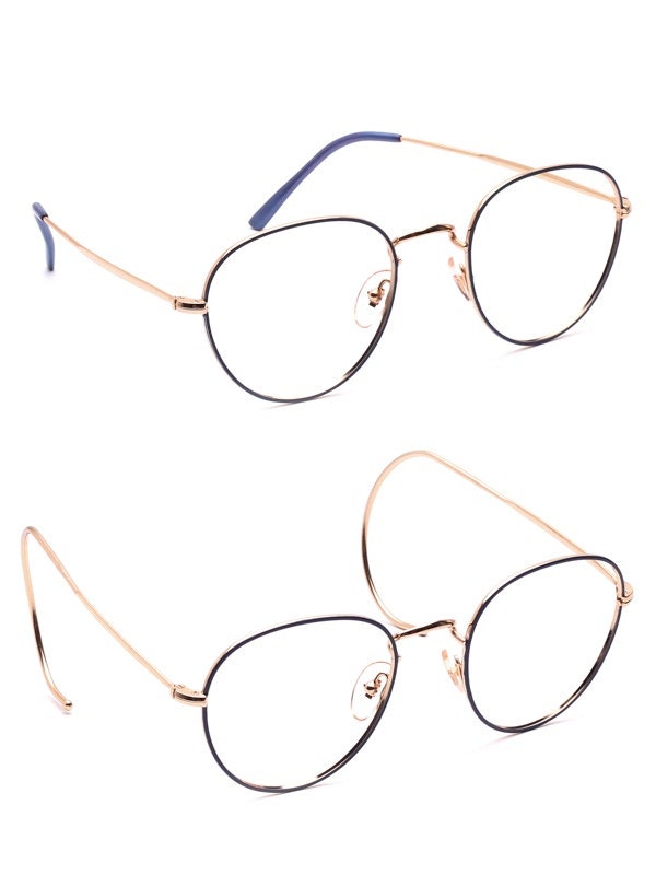 Panto Runde Brille Gold Mit Blau Normalbügel Oder Sportbügel 52 Mm Damen Herren Klassiker Unisex 90Er Jahre Neu Ungetragen von Weltderbrille