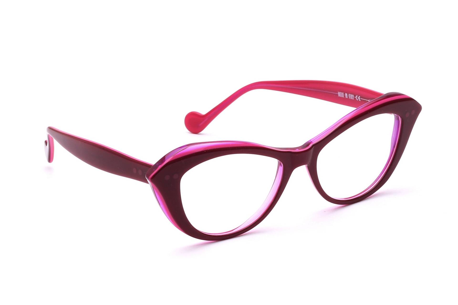 Retro Brille Cat Eye Damen Mod. Liz Rot Pink in 49 - 18 Mm 50Erjahre Stil Schmetterling von Weltderbrille