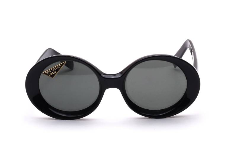 Runde 70Er Jahre Vintage Sonnenbrille Selecta Mod. Tv Round Acetat Damen Schwarz Sommer Sonne Oversize France Boho Style Rare #it3 von Weltderbrille