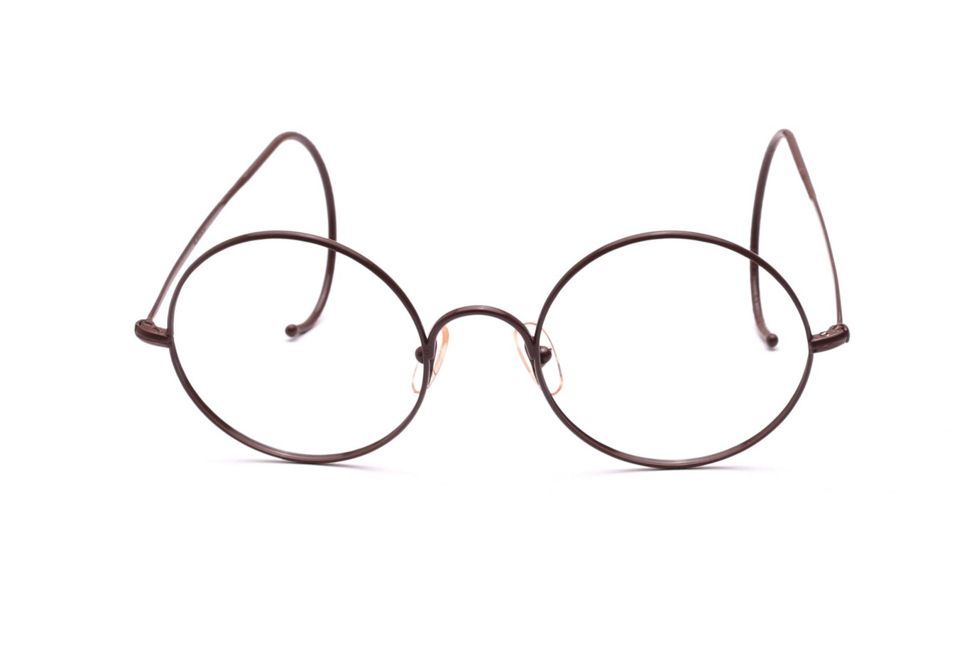 Runde Brille Braun 52mm Damen Herren Mit Pads Klassiker Sportbügel Unisex Retro Mode Metall Stil 90Er Jahre Oversize von Weltderbrille