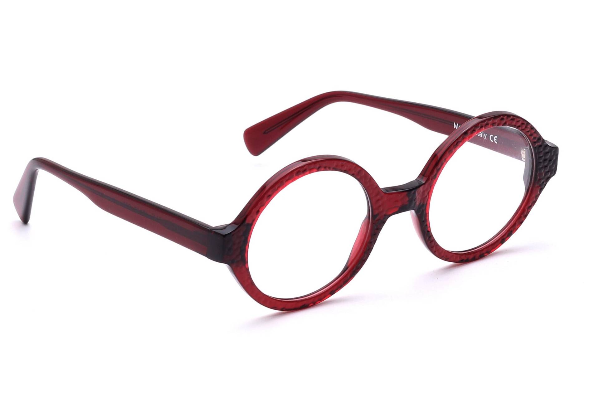 Runde Brille Fassung Rot Mod. Ale Kräftiges Acetat Mit Reliefartiger Oberfläche Herren Damen 48 - 22 Mm Modern Klassiker Zeitlos Stil Runde Brille Fassung Rot Mod. Ale Kräftiges Acetat Mit Reliefartiger Oberfläche Herren Damen 48 - 22 Mm Modern Klassiker Zeitlos Stil von Weltderbrille