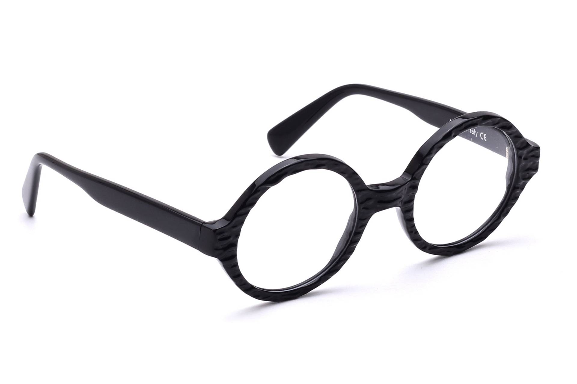 Runde Brille Fassung Schwarz Mod. Ale Kräftiges Acetat Mit Reliefartiger Oberfläche Herren Damen 48 - 22 Mm Modern Klassiker Zeitlos Stil Runde Brille Fassung Schwarz Mod. Ale Kräftiges Acetat Mit Reliefartiger Oberfläche Herren Damen 48 - 22 Mm Modern Klassiker Zeitlos Stil von Weltderbrille
