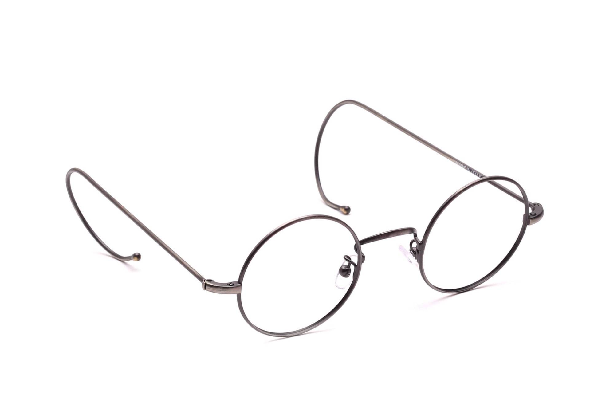 Runde Brille Unisex Antiksilber Mit Sportbügeln in 42-21mm Damen Herren Pads Klassiker Retro Made Italy Fashion Nos #it1 von Weltderbrille