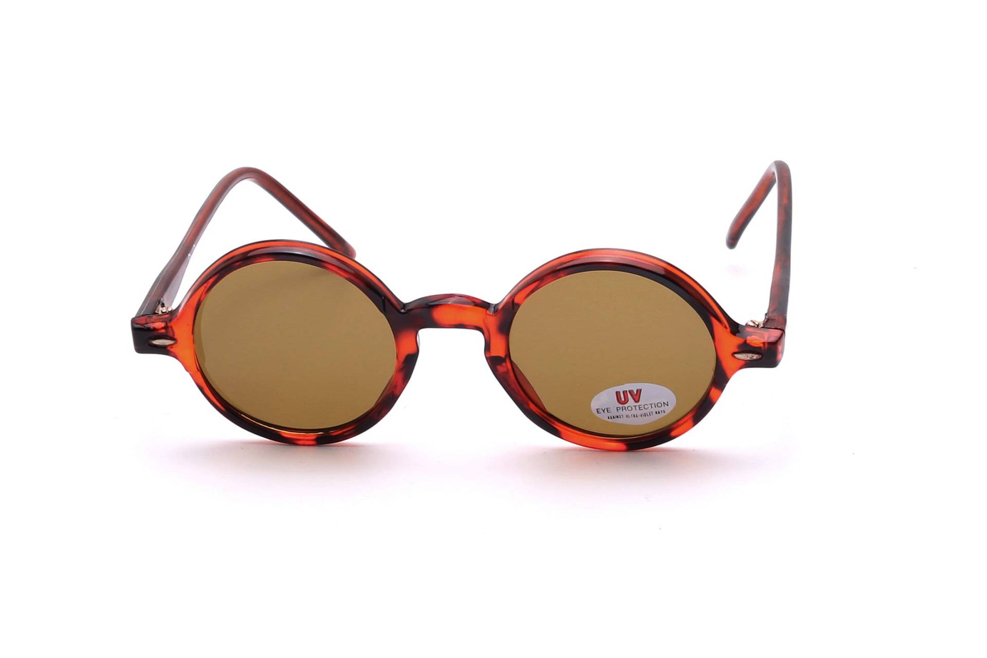 Runde Sonnenbrille Braun Kunststoff 80Er Jahre Vintage Damen Herren Unisex Mode Fashion Nos Uv-Schutz von Weltderbrille