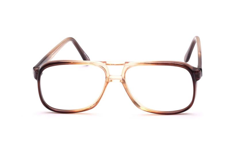 Vintage Brille 70Er Jahre Herren Pilot Doppelsteg Braun Verlauf Selecta Mark Acetat 57-18mm Frame Hongkong von Weltderbrille