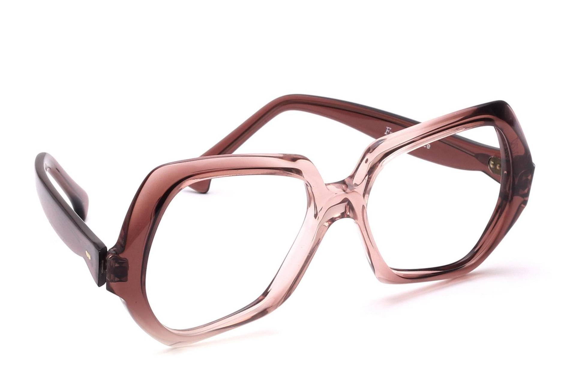 Vintage Brille Damen Selecta 70Er Jahre in 50-20mm Translucentem Braun Verlauf Handmade France Oversize Mod. Helen Sherry Gradient von Weltderbrille