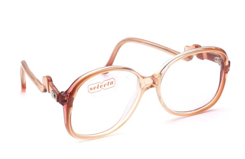 Vintage Brille Damen Selecta 80Er Jahre in 53-18 Mm Beige Handmade France Oversize Modell Futuresque Fade von Weltderbrille