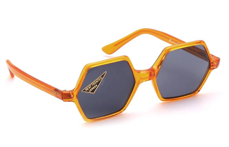 Vintage Sonnenbrille Viele Farben Orange Oder Rot Gelb Sechseckig Acetat Damen Mode Sommer Sonne 60Er Jahre Selecta Mod. Playgirl von Weltderbrille