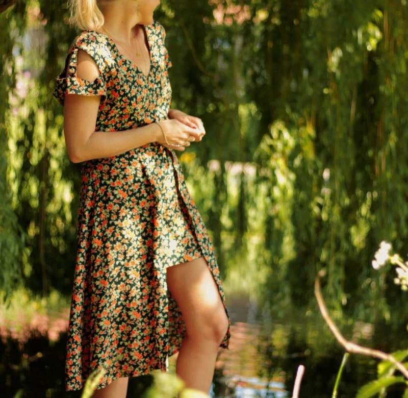 Boho Summer Dress Midi Cut Outs Flower Print. Ibiza Asymmetrical. Hippie Chic Front Short Back Long. Floral von WeltentaenzerBerlin
