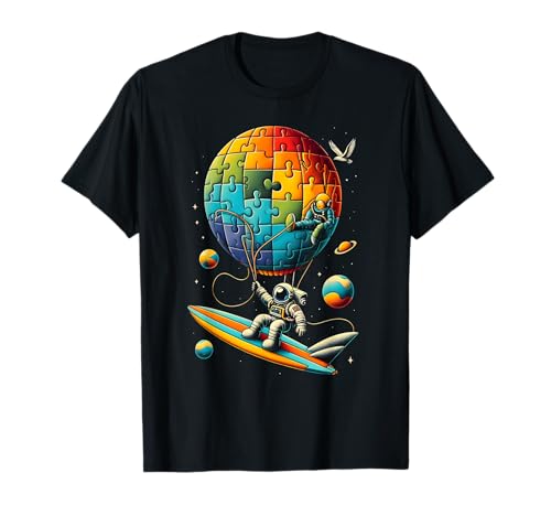 Astronaut Ballon Autismus Bewusstsein Weltraum Autistisch Kinder T-Shirt von Weltraum Autistische Kinder Jungen Astronaut