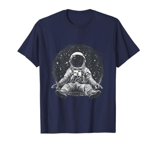 Weltraum Motive für Astronomen Retro Astronaut sitzt im Universum T-Shirt, Damen, Unisex-Kinder, Kurzarm, T-Shirt, Blau, S Weltraum Motive für Astronomen Retro Astronaut sitzt im Universum T-Shirt, Damen, Unisex-Kinder, Kurzarm, T-Shirt, Blau, S von Weltraum Motive für Astronomen